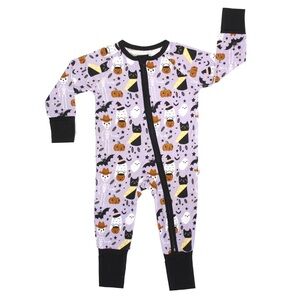 NWT Spooky Cute Purple Halloween Bamboo Zipper Pajamas